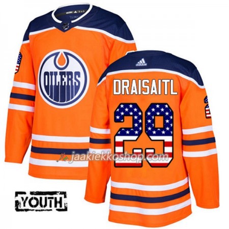 Lapsille NHL Edmonton Oilers Pelipaita Leon Draisaitl 29 Adidas 2017-2018 Oranssi USA Flag Fashion Authentic